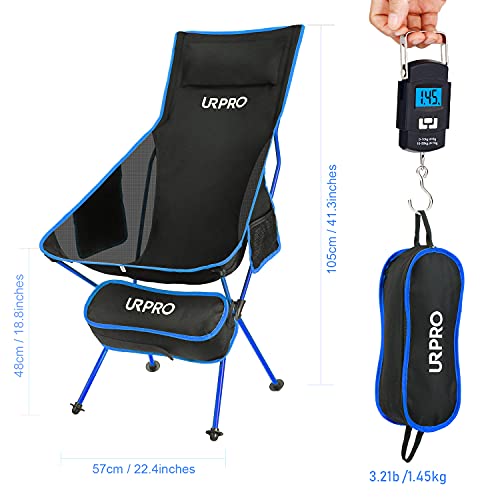 Portable Camping Chair with Headrest and 2-Sided Pocket