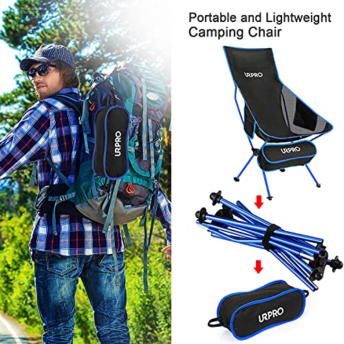 Portable Camping Chair with Headrest and 2-Sided Pocket