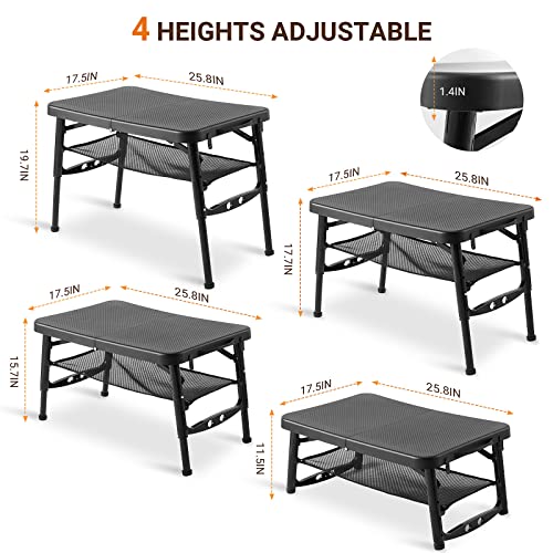 Adjustable Lightweight Folding Camping Table with Nets