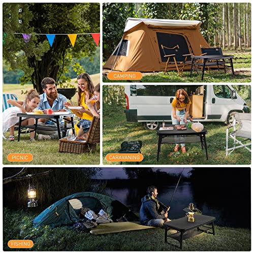 Adjustable Lightweight Folding Camping Table with Nets