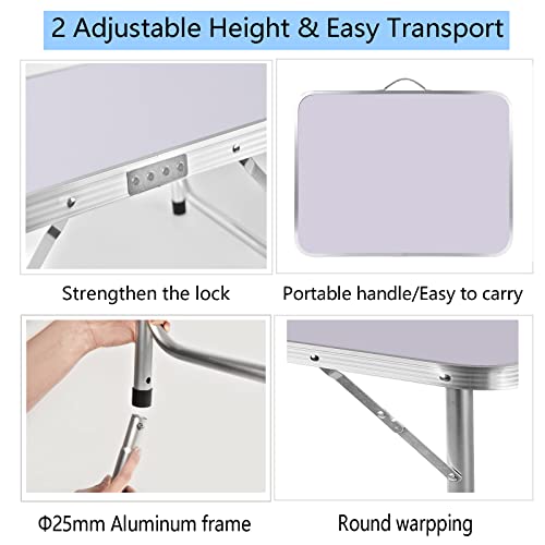 Outdoor Folding Picnic Table - Adjustable Heights, Lightweight