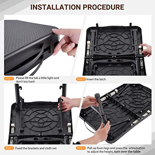 Adjustable Lightweight Folding Camping Table with Nets