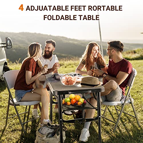 Adjustable Lightweight Folding Camping Table with Nets