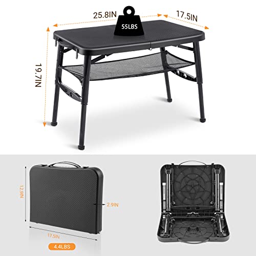 Adjustable Lightweight Folding Camping Table with Nets