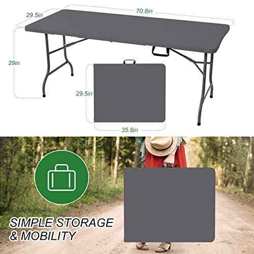 Rainberg 6ft Folding Picnic Camping Outdoor Table (Grey)