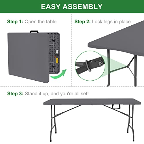 Rainberg 6ft Folding Picnic Camping Outdoor Table (Grey)