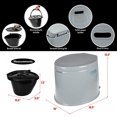 ASAB Adult Size Portable Camping Toilet 5L