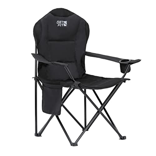 Premium Camping Chair - Padded, Foldable, Lightweight - Black
