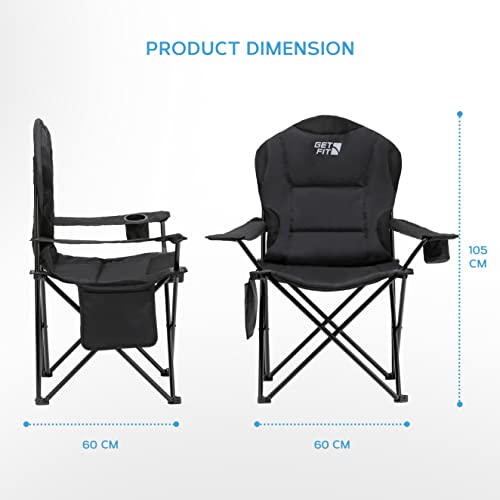 Premium Camping Chair - Padded, Foldable, Lightweight - Black
