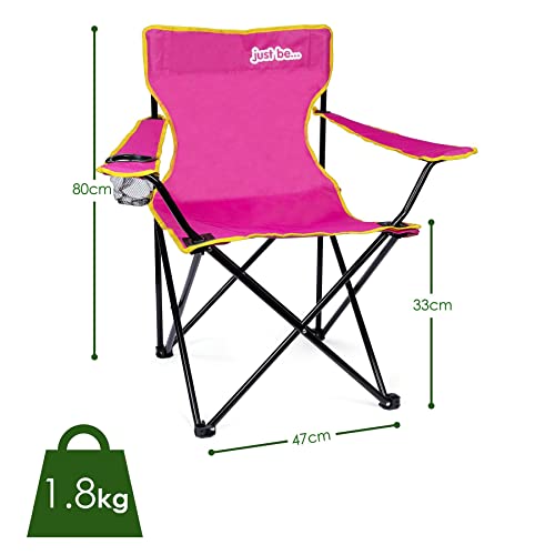 Foldable Camping Chair for Adults and Kids - Dark Pink