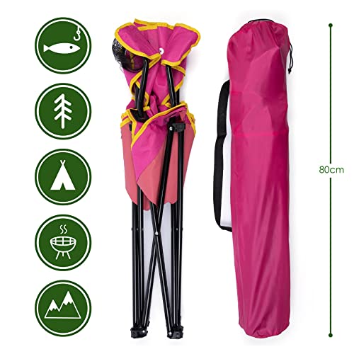 Foldable Camping Chair for Adults and Kids - Dark Pink