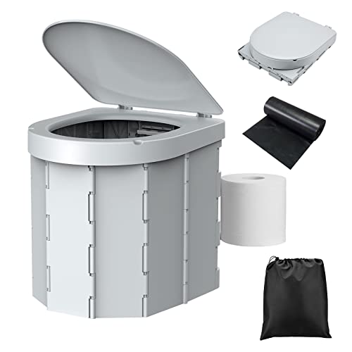WADEO Upgraded Portable Camping Toilet, Sturdy & Comfortable