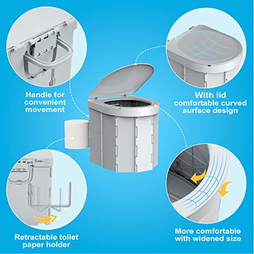 WADEO Upgraded Portable Camping Toilet, Sturdy & Comfortable