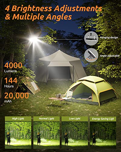 Eventek Rechargeable LED Camping Lantern – 4000LM, 5 Light Modes