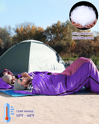 Sportneer Purple and Pink Adult Camping Sleeping Bag