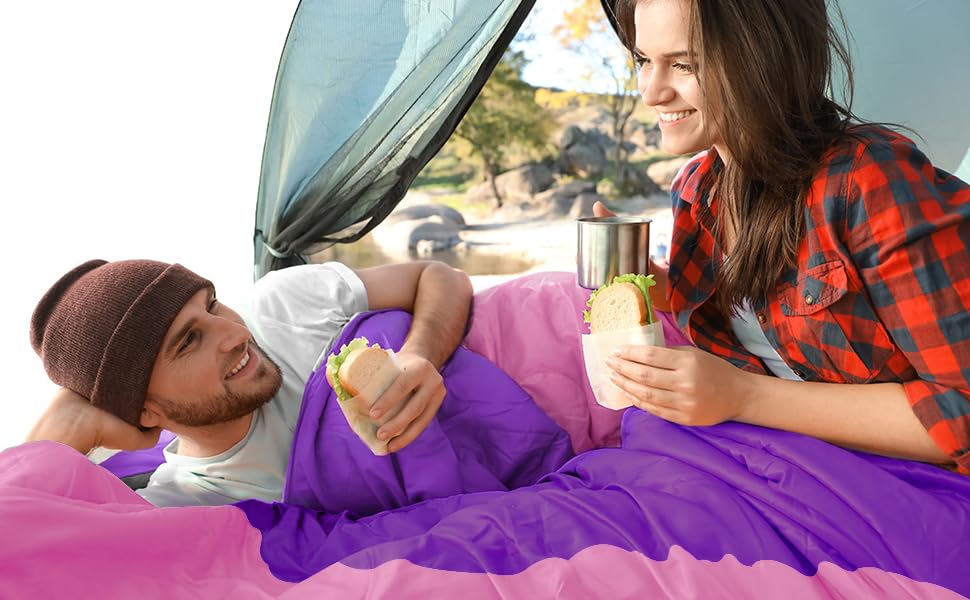 Sportneer Purple and Pink Adult Camping Sleeping Bag