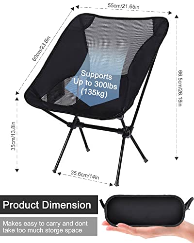 Black Foldable Camp Chair with Pocket and Carry Bag