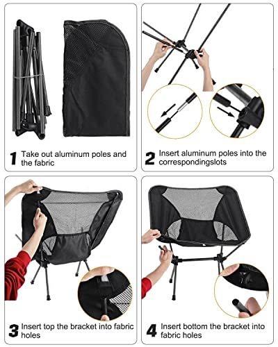 Black Foldable Camp Chair with Pocket and Carry Bag