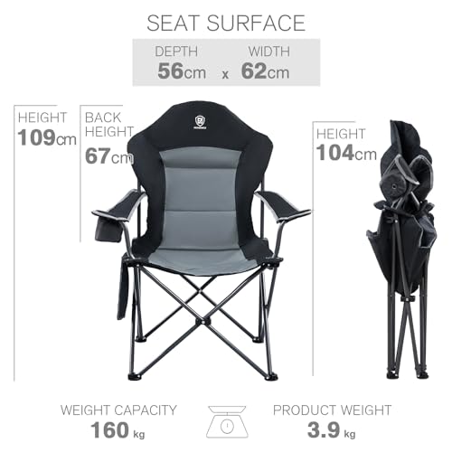 EVER ADVANCED Heavy-Duty Folding Camping Chair - Oversized
