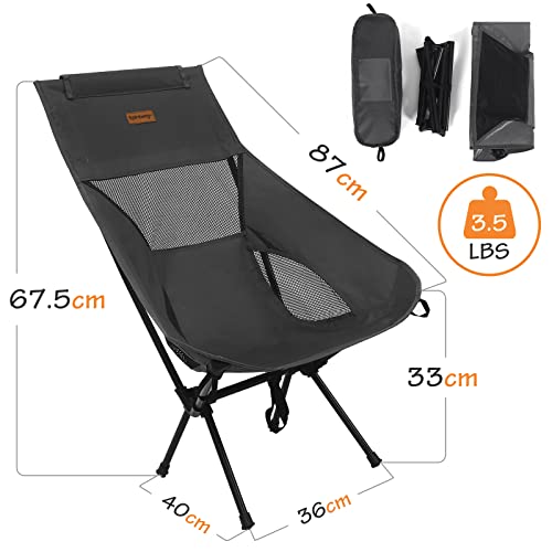 Ultra Lightweight High Back Camping Chair, Foldable Outdoor Chair