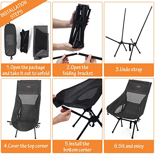 Ultra Lightweight High Back Camping Chair, Foldable Outdoor Chair