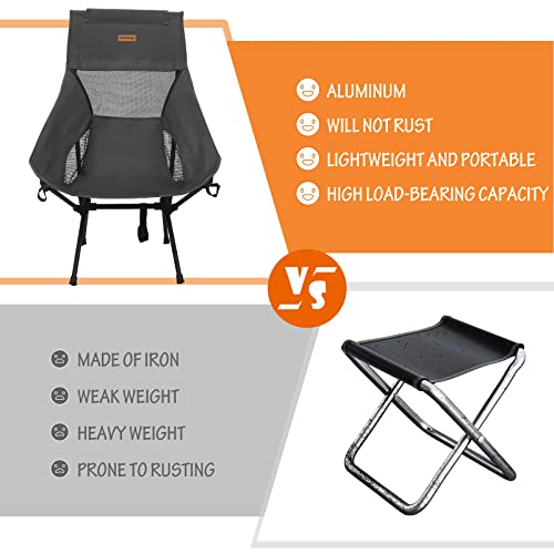Ultra Lightweight High Back Camping Chair, Foldable Outdoor Chair