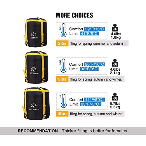 Compact Flannel Sleeping Bag for Winter Camping, 2lbs