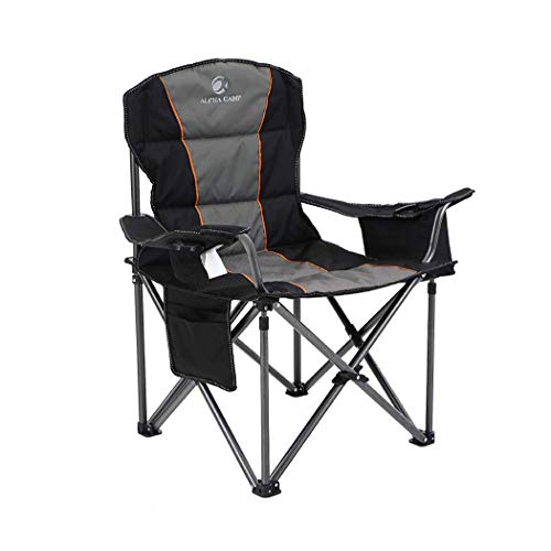 ALPHA CAMP Folding Camping Chair with Cooler and Cup Holder - Strong Steel Frame