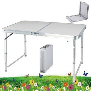 Portable Folding Camping Picnic Table, Adjustable Height