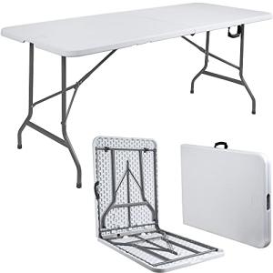 Anji DEPOT 6ft Folding Trestle Table, Heavy Duty Trestle Table