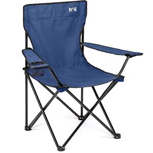 Blue Lightweight Folding Camping Chair with Cup Holder - 100kg Capacity