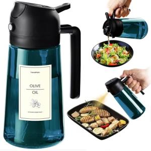 Blue Glass Olive Oil Sprayer 16oz - 2 in 1