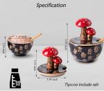 Brown Ceramic Mushroom Salt Cellar and Spoon