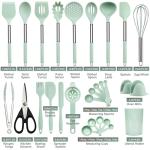 28-Piece Light Green Silicone Kitchen Utensil Set