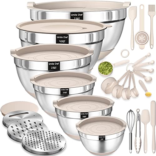 Stainless Steel Mixing Bowls Set with Lids, 26PC