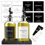 Olive Oil Dispenser Set with Labels and Tray