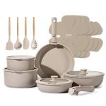 Carote 19-Piece Nonstick Cookware Set with Detachable Handles