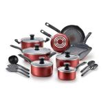 T-fal 18-Piece Nonstick Cookware Set, Red