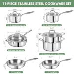 11-Piece Stainless Steel Cookware Set with Lids