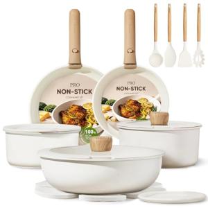 19-Piece Non-Stick Cookware Set with Detachable Handles