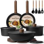 19-Piece Non-Stick Cookware Set with Detachable Handles