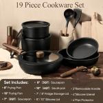 19-Piece Non-Stick Cookware Set with Detachable Handles
