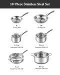 10-Piece Stainless Steel Cookware Set for All Stovetops