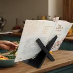 Rustic Black Wooden Cookbook Stand for Kitchen