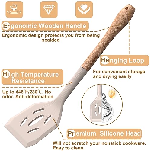 13-Piece Kitchen Utensils Set: Silicone & Wood Handles