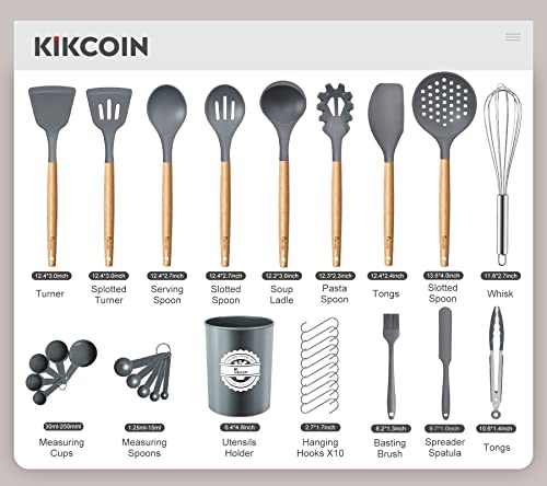33 Piece Silicone Wood Handle Kitchen Utensil Set