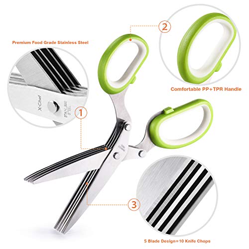X-Chef Herb Scissors with 5 Blades & Safety Cover
