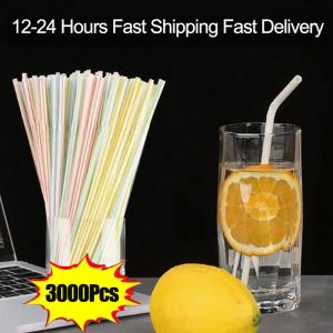 Colorful & Black Plastic Drinking Straws for Parties