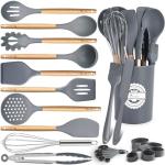 33 Piece Silicone Wood Handle Kitchen Utensil Set