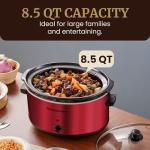 XL Electric Ceramic Slow Cooker - 8.5Qt Red
